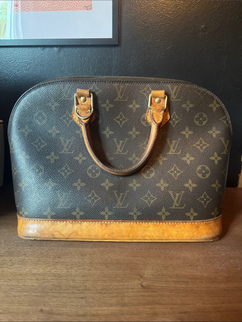 Louis Vuitton Monogram Alma Satchel in Brown and Tan